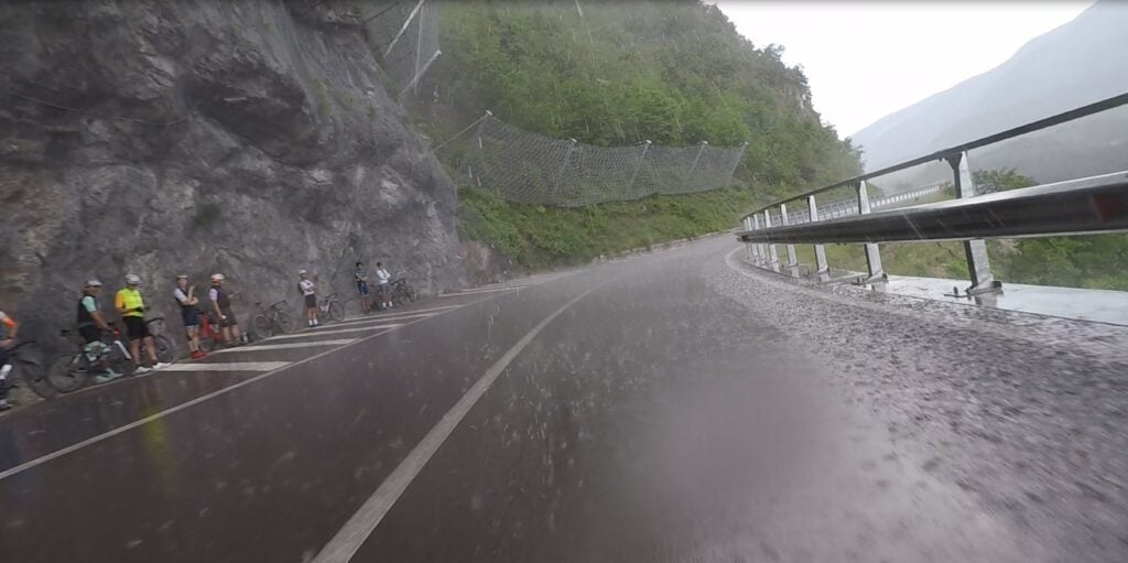 Rainstorm riding to Lake Molveno
